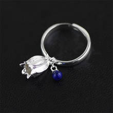 INATURE 925 Sterling Silver Lapis Lazuli Bellflower Opening Adjustable Rings for Women Jewelry Gift 2024 - buy cheap