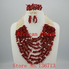 Nigerian Wedding African Beads Jewelry Set Blue African Costume Jewelry Sets Coral Beads Necklace Sets Free Shipping HD328-2 2024 - buy cheap