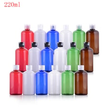 (30pcs/lot)220ml clear Flip top cap refillable bottle round Bottles Transparent/brown/green/blue/orange Small Empty Bottle 2024 - buy cheap