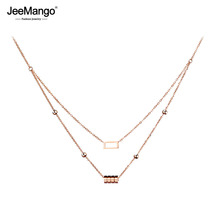 JeeMango Stainless Steel Geometric Cylinder & Square Choker Necklace Jewelry Lovely Wedding Pendant Necklace For Women JN17046 2024 - buy cheap