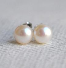 New Arriver Pearl Jewellery,7mm White Color Freshwater Pearl S925 Silvers Stud Earrings,Fashion Lady's Bridesmaid Party Gift 2024 - buy cheap