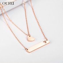 OUFEI Stainless Steel Jewelry Rose Gold Double Layer Necklace Pendant Woman Vogue 2019 Jewelry Accessories wholesale lots bulk 2024 - buy cheap
