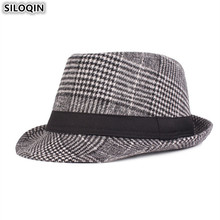 SILOQIN British Fashion Retro Men's Fedoras Hat New Winter Thick Warm Jazz Hats For Men Middle-aged Dad Snapback Cap Winter Caps 2024 - buy cheap