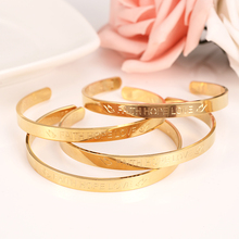 dubaiTrendy Love Cuff Bracelets Bangles for Woman 24 Gold Color copper Bracelet with hope carve  Luxury Jewelry Brand girls gift 2024 - buy cheap