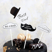 4Pcs Best Love No.1 Dad Birthday Cake Topper Set Hat Moustache Father Birthday Gift Party Favor Table Decoration CP224 2024 - buy cheap