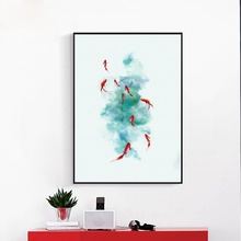 New Chinese Style Minimalist Small Fresh Ink Koi Paintings Abstract Canvas Art Posters and Prints Home Decoration Wall Pictures 2024 - buy cheap