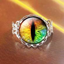 Qiyufang Vintage Glass Ring Art Picture Eye Of Sauron Rings Vintage Bronze steel Color Jewelry Women Long Collares 2024 - buy cheap