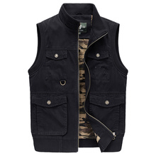 Colete masculino sem mangas, jaqueta militar de algodão com múltiplos bolsos 2024 - compre barato