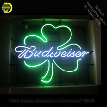 Neon Sign for Budweise Lucky Shamrock neon bulb Sign Neon lights Sign glass Tube Iconic Bulbs Bright lamp Custom Brand LOGO 2024 - buy cheap