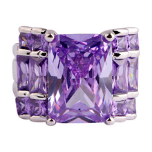 lingmei Unisex Rings Fancy Style Exalted Purple Silver Color Fashion Gift Size 6 7 8 9 10 11 12 13 Art Deco Jewelry Wholesale 2024 - buy cheap