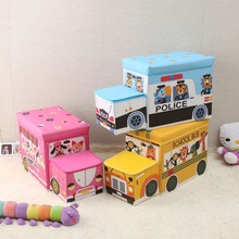 NEW Bus Shape Toys Organizer for Kids Clohtes Toy Storage Box Folding Cartoon Car Toy Storage Basket Children Storage Bin 2024 - buy cheap