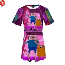 Adventure Time 3D Printed Dress for Women Fashion Summer Short Sleeve dresses 2019 Hot Sale Casual Streetwear Girls Clothes 2024 - buy cheap