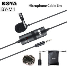 Boya microfone condensador lavalier para câmeras dslr canon, microfone de estúdio para iphone x 7 plus zoom h1n, prático 2024 - compre barato