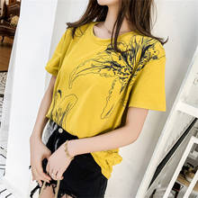 Cotton T Shirt Women Short Sleeve Summer Tshirt Fashion Print O-Neck Tees Plus Size Loose Casual T-shirt Student Streetwear Tops 2024 - buy cheap