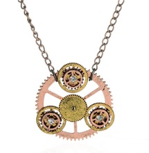 Punk style brass and copper ox two colors steampunk  fashion gears pendant necklace 2024 - buy cheap