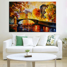Handpainted Bridge Oil Painting On Canvas landscape knife Oil Painting Abstract Modern Canvas Picture Wall Artwork Living Room 2024 - buy cheap