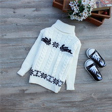 Осенне-зимние детские теплые свитера Unini-yun с высоким воротником для маленьких мальчиков и девочек, пуловер, топ, одежда, Рождественский свитер 2024 - купить недорого