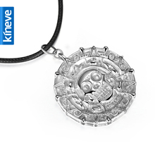 Kineve colar de prata s925, pingente de moeda do caribe aztec com corrente grátis, joias de fantasia 2024 - compre barato