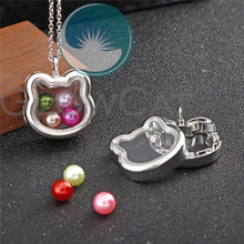 Medallones de cristal con forma de gato, colgante magnético de recuerdo flotante, Color plata, collar, cadena de acero, joyería, 50cm 2024 - compra barato