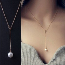 Simple Women's Golden Color Necklace Imitation Pearl Drop Neck Jewelry Wholesale and dropshipping Accessories A6033 2024 - buy cheap