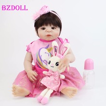 Muñeca Reborn de vinilo de silicona para niñas, juguete de recién nacidas, de 55cm, regalo de cumpleaños 2024 - compra barato