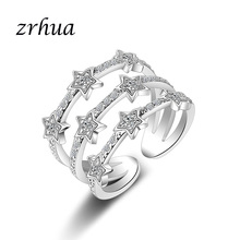 ZRHUA Trendy 925 Sterling Silver Jewelry Charm Woman Wedding High Quality Crystal CZ Classic Ring Female Bague Free Shipping 2024 - buy cheap