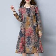 KANCOOLD Dress Fashion Women Long Sleeve O Neck Pocket Dress Cotton Linen Printed Loose Casual Dress women 2018AUG7 2024 - buy cheap