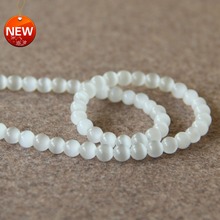 (Min Order1)6mm Fashion New White Glass Mexican Cat Eye Beads Granular Loose Beads 15inch Women Jewelry Making Design Wholesale 2024 - buy cheap