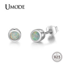 UMODE New Fashion 925 Silver White Opal Stud Earrings for Women White Gold Studs Cute Round Opal Stone Jewelry Gift ALE0484 2024 - buy cheap