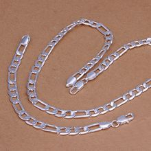 Sets 925Silver Sets 925 Silver Trendy Jewelry Sets Figaro Chains Jewelry Wholesale Free Shipping For Men aqiu LS210 2024 - buy cheap