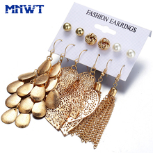 MNWT New Vintage style 6 Pairs/Set Woman Pearl Drop Earrings for Women girl Boucle D'oreille Fashion Lady Earring Female Jewelry 2024 - buy cheap