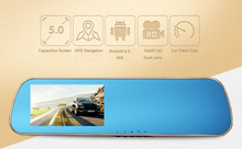 5.0 "Touch Android 4.4 зеркало заднего вида навигации FHD1080P Автомобильный видеорегистратор Wi-Fi тире камера двойная камера GPS 2024 - купить недорого