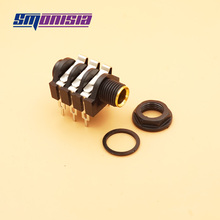 Smonisia-conector ESTÉREO 100 unids/lote, 1/4 ", 6,35mm, Doble Vía, ángulo recto, PCB, 6 pines, manga, Placa dorada, 6,5 MM 2024 - compra barato