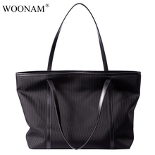 Женская Холщовая Сумка WOONAM, большая Повседневная водонепроницаемая сумка из натуральной кожи, WB654 2024 - купить недорого