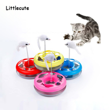 Brinquedo giratório para gatos, brinquedo para treinamento, divertido, de camada única, com rato, brinquedo interativo, 5 cores, presentes para gatos 2024 - compre barato