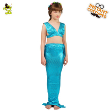 Blue Mermaid Girl Costume Sequin Fancy Dress Up Cosplay Mermaid Outfits Clothing Children's Party Gifts 2024 - buy cheap