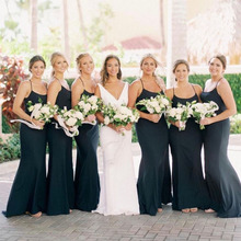 New Arrival Navy Blue Simple Bridesmaid Dresses Mermaid Style Satin 2019 Cheap Wedding Guest Maid Of Honor Party Dress 2024 - buy cheap