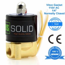 U.S. Solid 1/4" 110V AC Brass Electric Solenoid Valve C Normally Closed for Water, Air, Diesel, CE Certified 2024 - buy cheap