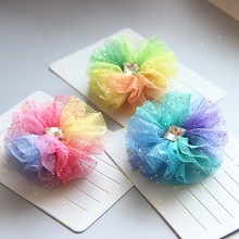 Boutique 15pcs Fashion Glitter Gemstone Cute Gauze Floral Hair Clips Solid Rainbow Flower Hairpins Princess Hair Accessories 2024 - buy cheap