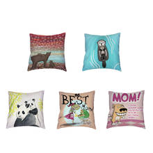 Mother's Day Gift Cartoon Animal Cushion Cover Polyester Peach Skin Panda Bear Otter Pattern Home  Chair Sofa Decor Pillow Cases 2024 - buy cheap