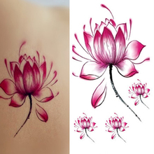 Красивые женские временные татуировки в виде цветка лотоса, водонепроницаемые наклейки для боди-арта 2024 - купить недорого