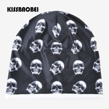 Print Skull Plus Velvet Skullies Beanies Hat For Men Women Winter Warm Hats Outdoor Hip Hop Street Style Bonnet Unisex Gorro 2024 - buy cheap