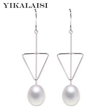 Pendientes YIKALAISI de Plata de Ley 925, joyería de perlas, nuevos pendientes largos naturales genuinos, joyería de moda para mujeres, geometría de 8-9mm 2024 - compra barato