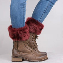 1 Pair High Quality  New Women Winter Leg Warmers Lady Crochet Knit Fur Trim Leg Boot Socks Toppers Cuffs 2024 - buy cheap