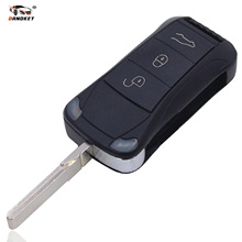 DANDKEY Key Shell Remote Flip Folding Car Key Case Fob 3 Buttons For Porsche Cayenne 2010 2009 2008 2003 2004 2005 2006 2024 - buy cheap