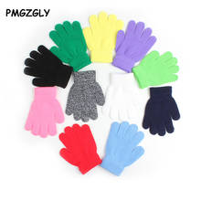 Зимние теплые детские перчатки, детские вязаные тянущиеся варежки, Детские однотонные перчатки для девочек, вязаные перчатки с открытыми пальцами для мальчиков 2024 - купить недорого
