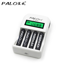 PALO LCD display Battery Charger smart AA battery Charger For AA/AAA/Ni-MH/Ni-Cd Rechargeable Batteries + 4pcs AAA 1.2V Battery 2024 - купить недорого