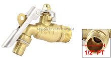 Garden Brass 1/2" PT Male Thread Locked Handle Water Tap Faucet Gold Tone 2 Pcs 2024 - buy cheap