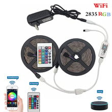 Fita de led rgb smd2835, tamanhos de 15 ou 20m, impermeável, 12v, conjunto com controle wi-fi, 5m e 10m 2024 - compre barato