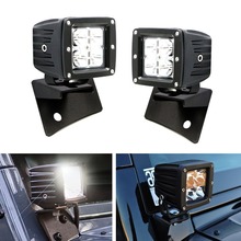 2PCS 16W 3X3 inch LED fog light Pod Kit With A-pillar Mounting Brackets For 07-18 Jeep Wrangler JK 2024 - buy cheap